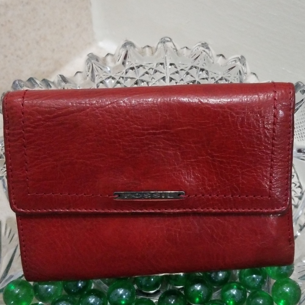 Fossil Dark Red Leather Wallet - image 2